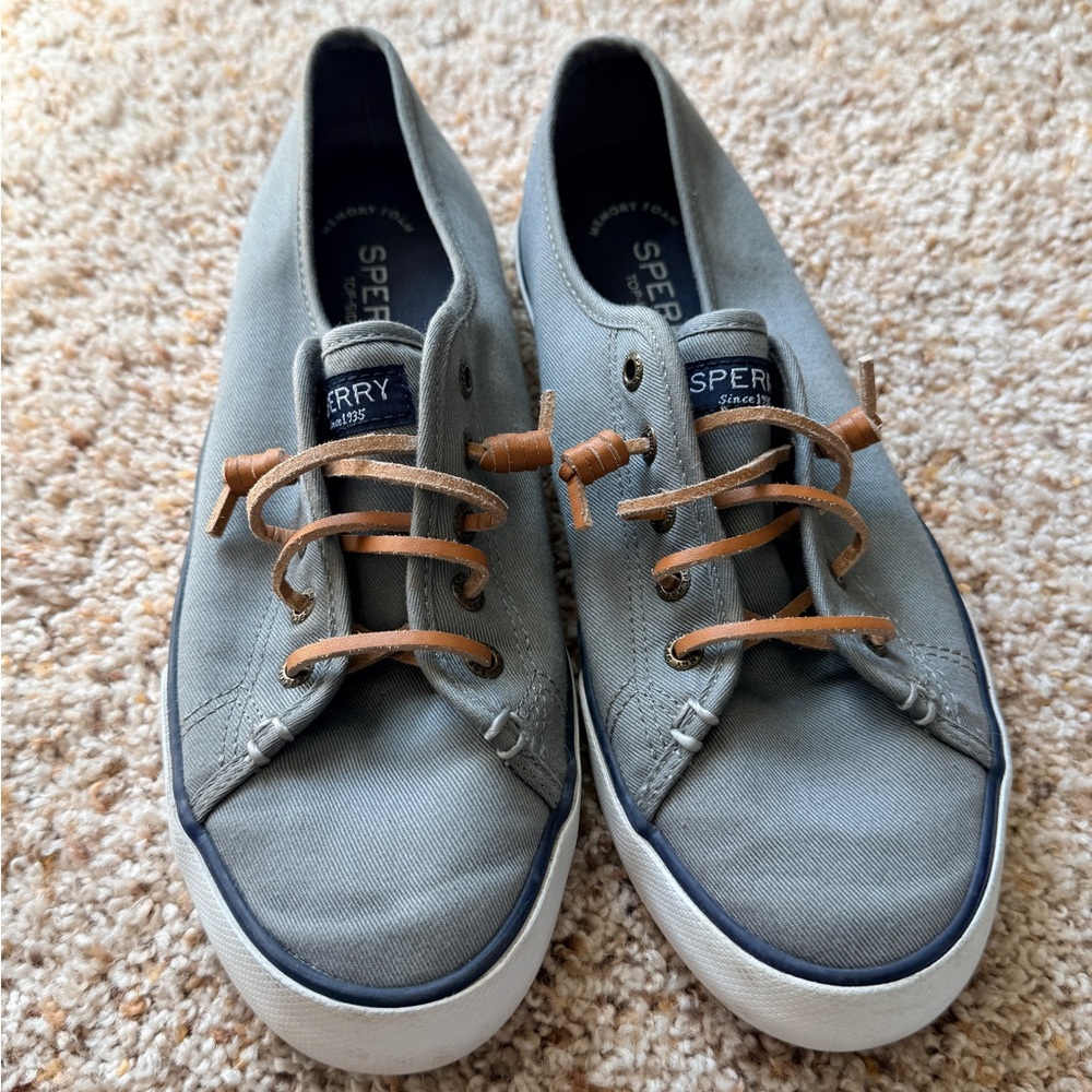 Sperry Gray Canvas Lace-Up Sneakers
